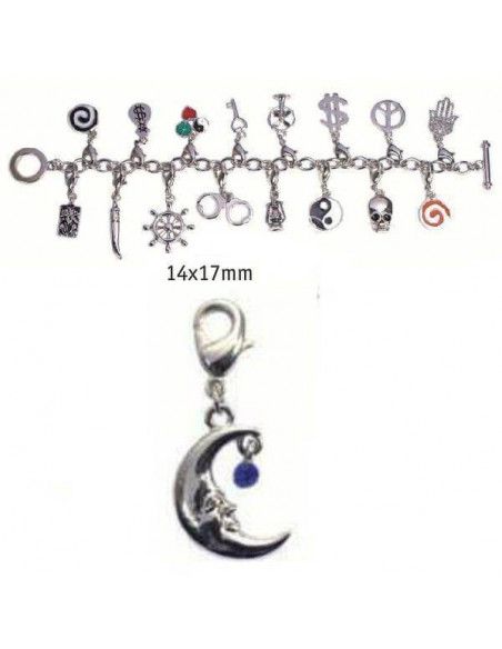 CHARMS CON CIERRE DE COLOR PLATA BLISTER 2 UND LUNA 14X17MM