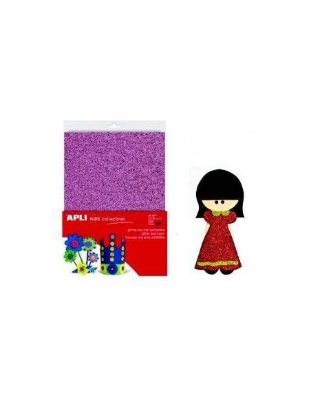 GOMA EVA PURPURINA 4 HOJAS 4 COLORES DISTINTOS 210X297X2