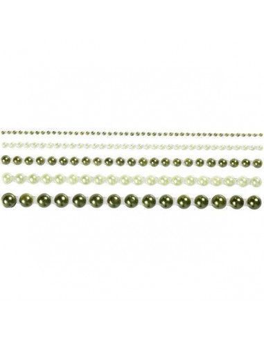 PERLAS ADHESIVAS PARA DECORACION CON 5 TAMAÑOS 140 UNIDS 2-8MM VERDE