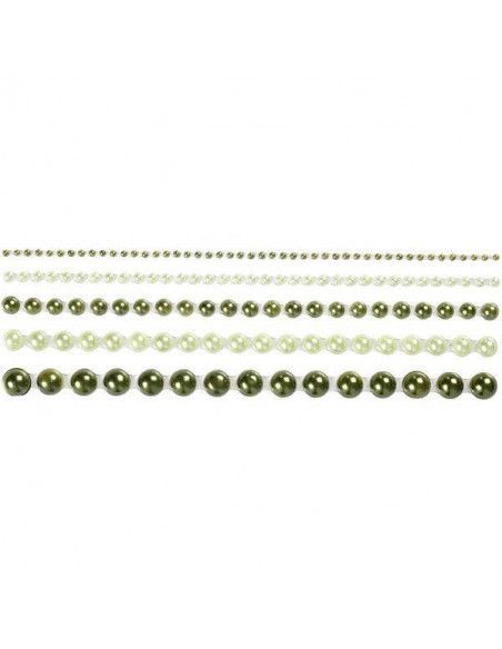 PERLAS ADHESIVAS PARA DECORACION CON 5 TAMAÑOS 140 UNIDS 2-8MM VERDE