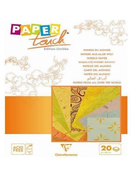 PAPELES DEL MUNDO CON DISTINTOS COLORES 20 HOJAS DE 21 X 29.7 CM AMARILLO/NARANJA