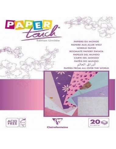 PAPELES DEL MUNDO CON DISTINTOS COLORES 20 HOJAS DE 21 X 29.7 CM ROSA / VIOLETA