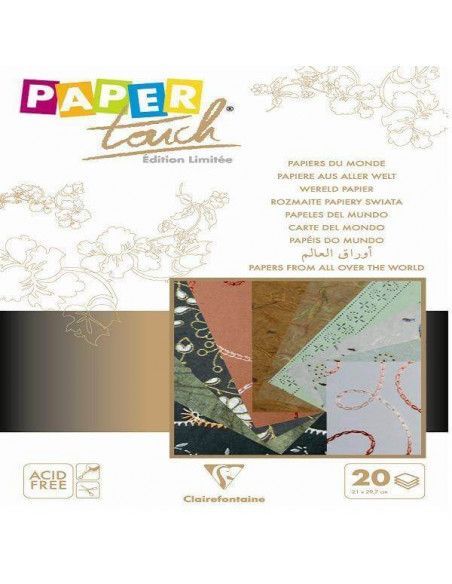 PAPELES DEL MUNDO CON DISTINTOS COLORES 20 HOJAS DE 21 X 29.7 CM MARFIL / MARRON