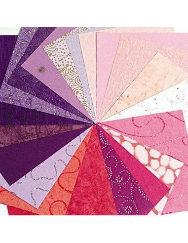 LIBRETA DE PAPELES DEL MUNDO 30 X 30 CM  BLOC DE 16 HOJAS ROSA / VIOLETA