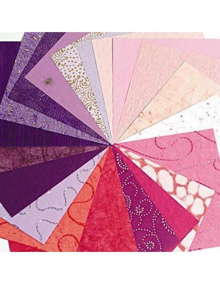 LIBRETA DE PAPELES DEL MUNDO 30 X 30 CM  BLOC DE 16 HOJAS ROSA / VIOLETA