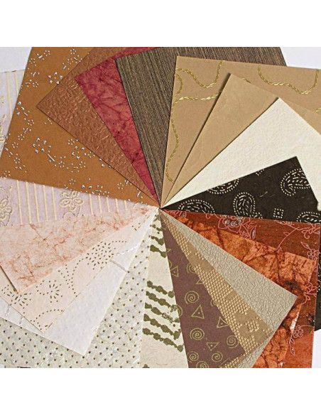 LIBRETA DE PAPELES DEL MUNDO 30 X 30 CM  BLOC DE 16 HOJAS MARFIL / MARRON