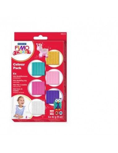 ESTUCHE DE FIMO KIDS CON  6 PASTAS DE MODELAR DE 42GR GIRLIE