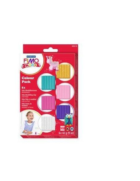 ESTUCHE DE FIMO KIDS CON  6 PASTAS DE MODELAR DE 42GR GIRLIE