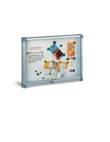 Vitrina para anuncios 90x120 cm superficie metálica blanca Faibo