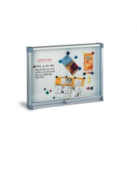 Vitrina para anuncios 100x150 cm superficie metálica blanca Faibo