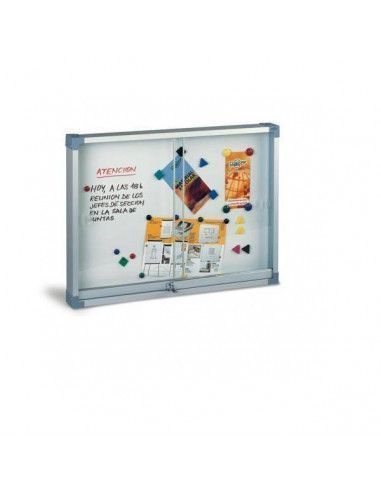 Vitrina para anuncios 100x150 cm superficie metálica blanca Faibo