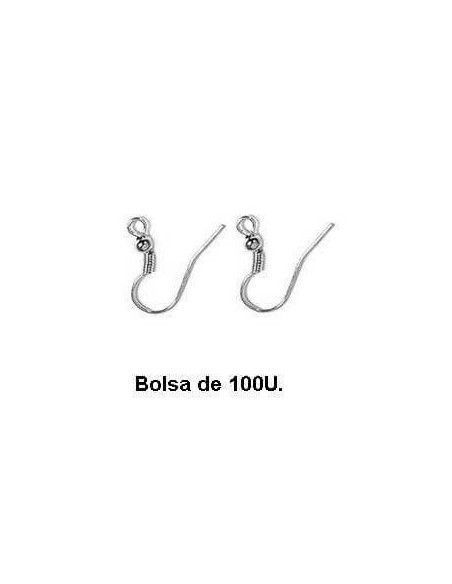 PENDIENTE EN GANCHO ABIERTO 12MM BOLSA DE 100 UNDS PLATEADAS