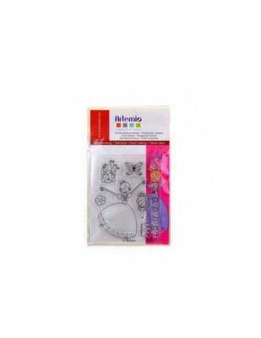 SELLOS TRANSPARENTES EN SET MINI 7 x 9 CM PRINCESAS 2
