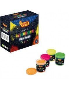 CAJA DE TEMPERAS DE 4UNIDADES COLORES FOSFORESCENTES DE LA MARCA JOVI