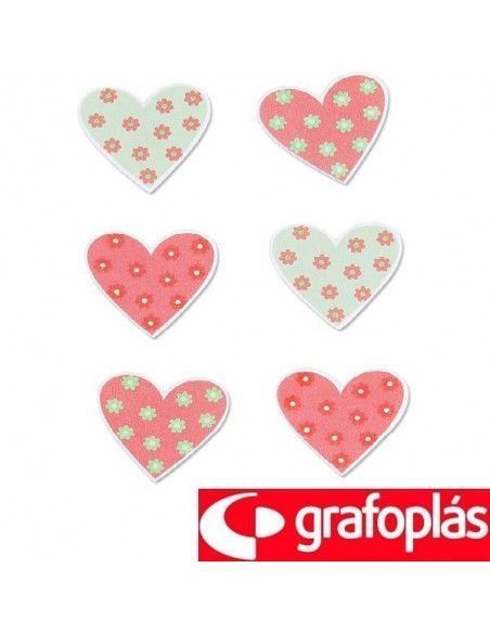FIGURAS ADHESIVAS DE MADERA DE CORAZONES
