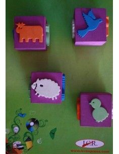 SELLO DE GOMA EVA SURTIDO CON 4 DIBUJOS SOBRE LOS ANIMALES