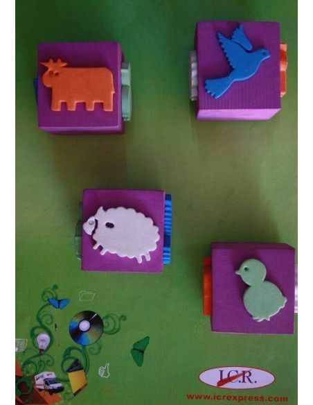 SELLO DE GOMA EVA SURTIDO CON 4 DIBUJOS SOBRE LOS ANIMALES