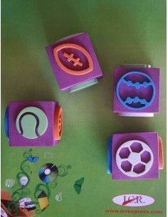 SELLO DE GOMA EVA SURTIDO CON 4 DIBUJOS SOBRE LAS PELOTAS