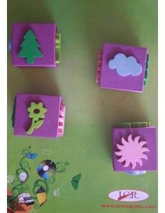 SELLO DE GOMA EVA SURTIDO CON 4 DIBUJOS SOBRE LA NATURALEZA