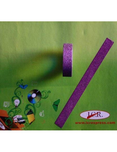 CINTA ADHESIVA CON BRILLO UNICOLOR EN LILA DE 15 MM X 5M PARA SCRAPBOOKING