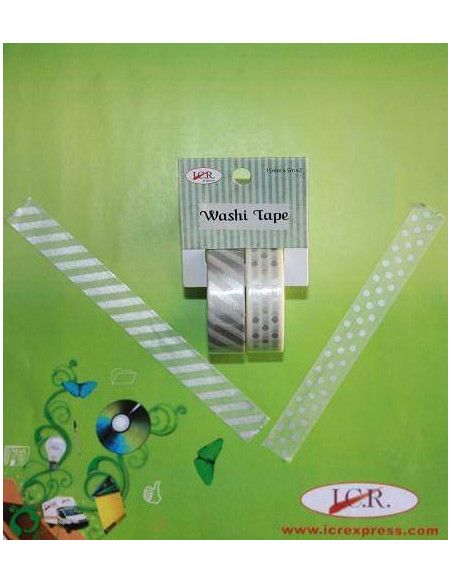 CINTA DECORATIVA MODELO RAYAS Y TOPOS 15 MM DE ANCHO  X 5 M DE CADA
