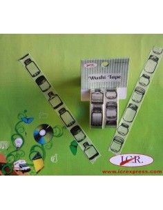 CINTA DECORADA 15 MM X 10 M MODELO BOTES DE CRISTAL