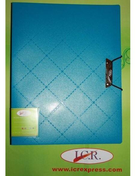 CARPETA CON 40 FUNDAS CON BROCHE METALICO Y DISEÑO EN ROMBOS DE COLOR AZUL