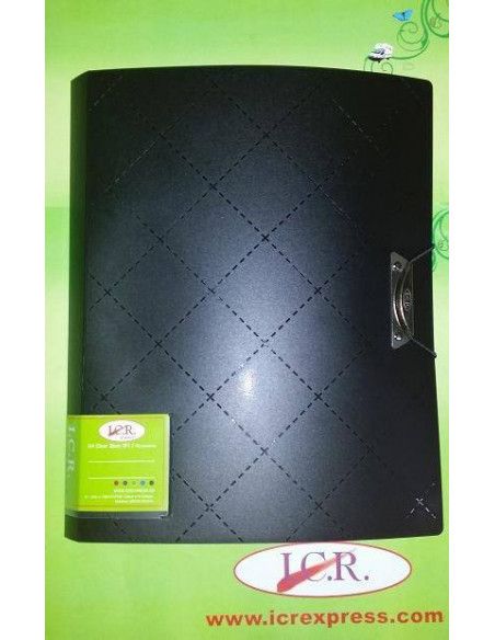 CARPETA CON 40 FUNDAS CON BROCHE METALICO Y DISEÑO EN ROMBOS DE COLOR NEGRO