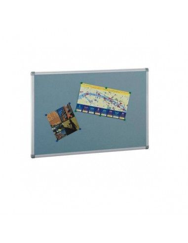 Tablero de corcho tapizado en textil 90x150 cm con marco de aluminio