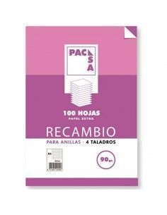RECAMBIO A4  MULTIANILLAS LISO 90G 4 TALADROS