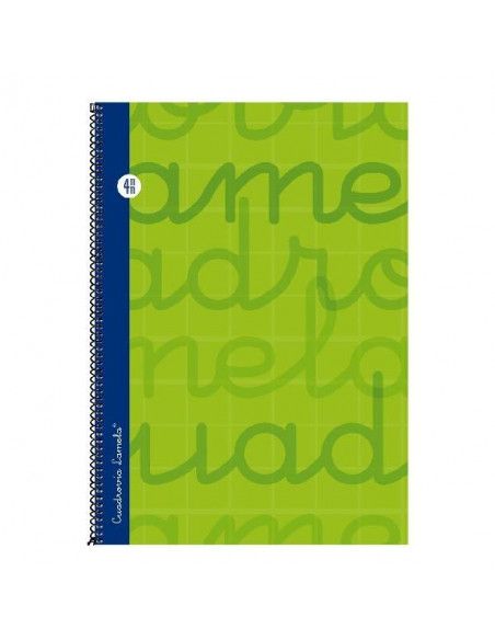 CUADERNO FOLIO LAMELA CUADRICULA 4MM 80 HOJAS ESPIRAL Y TAPA VERDE EXTRADURA
