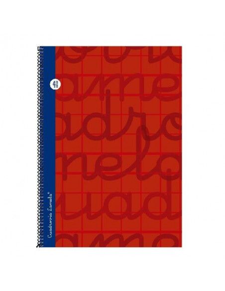 CUADERNO FOLIO LAMELA CUADRICULA 4MM 80 HOJAS ESPIRAL Y TAPA ROJA EXTRADURA