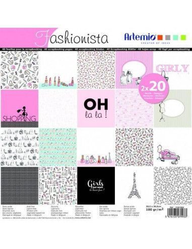 BLOCK DE PAPEL PARA SCRAP DE 30.5X30.5 CM 40 HOJAS FASHIONISTA