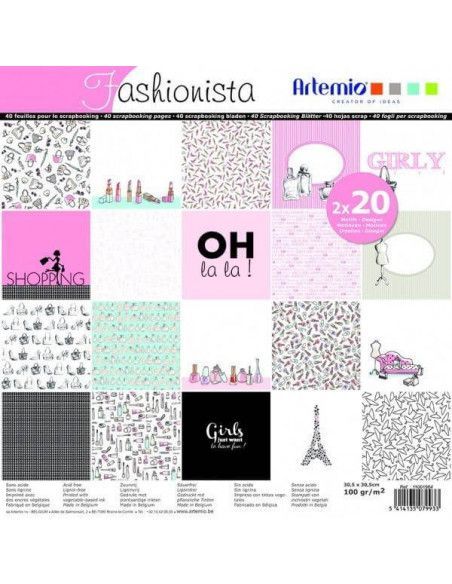 BLOCK DE PAPEL PARA SCRAP DE 30.5X30.5 CM 40 HOJAS FASHIONISTA