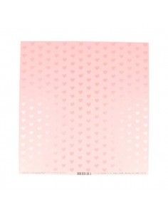 HOJA CON EFECTO METALIZADO DE 30X30 CM CORAZÓN ROSA CLARO