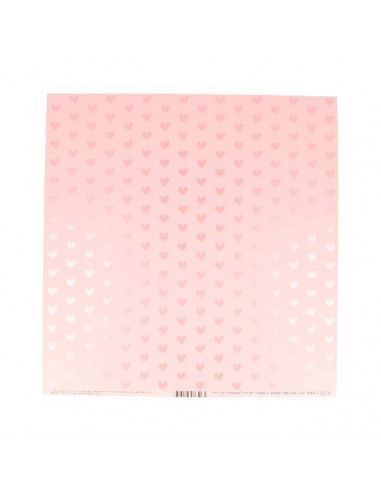 HOJA CON EFECTO METALIZADO DE 30X30 CM CORAZÓN ROSA CLARO