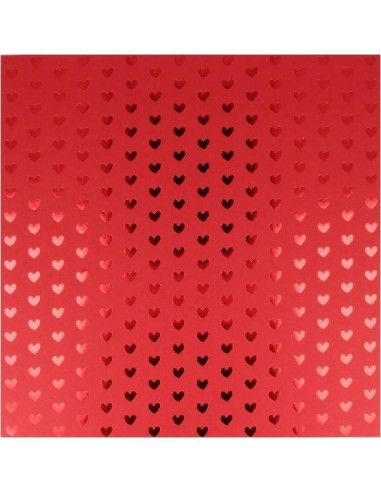 PAPEL METALIZADO PARA SCRAP DE 30X30 CM CORAZÓN ROJO
