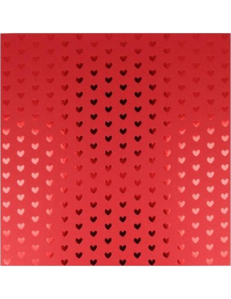 PAPEL METALIZADO PARA SCRAP DE 30X30 CM CORAZÓN ROJO