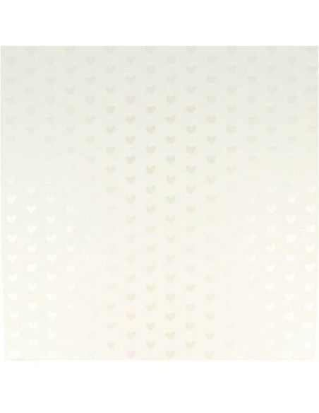 HOJAS DE 30X30 CM EFECTO METALICO CORAZÓN BLANCO