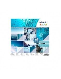BLOCK DE 6 HOJAS PARA SCRAPBOOKING DE 30X30 CM FOTOS CON FONDO AZUL