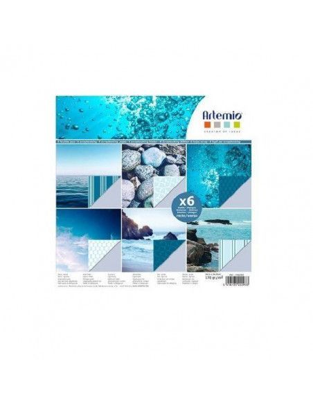 BLOCK DE 6 HOJAS PARA SCRAPBOOKING DE 30X30 CM FOTOS CON FONDO AZUL
