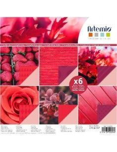 PAQUETE DE 6 HOJAS PARA MANUALIDADES DE 30X30 CM FOTOS CON COLORES ROJOS