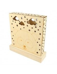LÁMPARA INFANTIL DE MADERA CON 6 LUCES LED PARA DECORAR 20X21X5.8 CM OSOS
