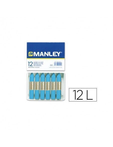 CERAS MANLEY UNICOLOR CAJAS DE 12 CERAS AZUL CELESTE