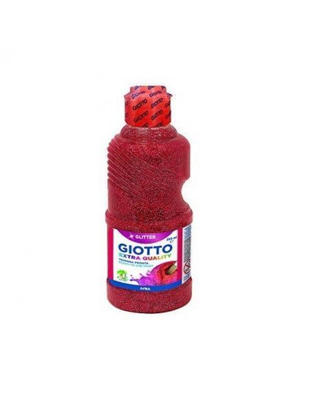 TEMPERA GLITTER CON EFECTO PURPURINA EN BOTE DE 250 ML COLOR ROJO