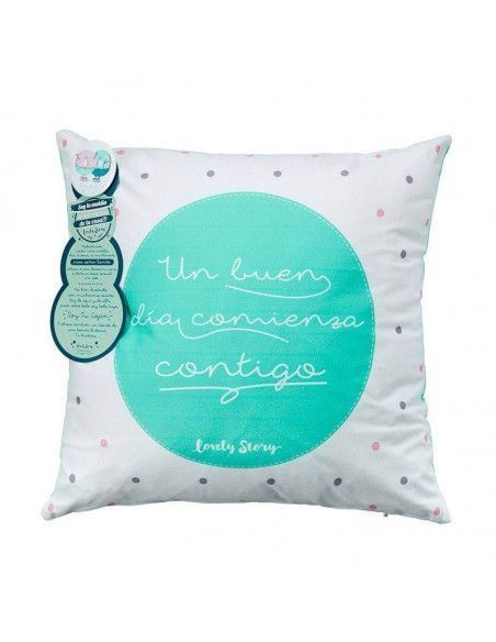 COJIN CON RELLENO "UN BUEN DIA COMIENZA CONTIGO"