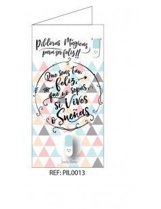 TARJETA "QUE SEAS TAN FELIZ QUE NO SEPAS SI VIVES O SUEÑAS"
