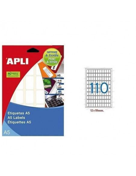 ETIQUETA LASER APLI PACK DE 15 HOJAS A5 MEDIDAS DE 12X18 MM