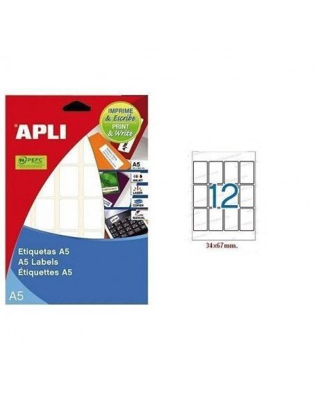 ETIQUETA LASER AUTOADHESIVA APLI DE 34X67 MM FORMATO A5