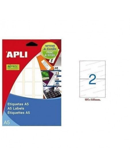 ETIQUETA AUTOADHESIVA LASER APLI DE 105X148 MM FORMATO A5